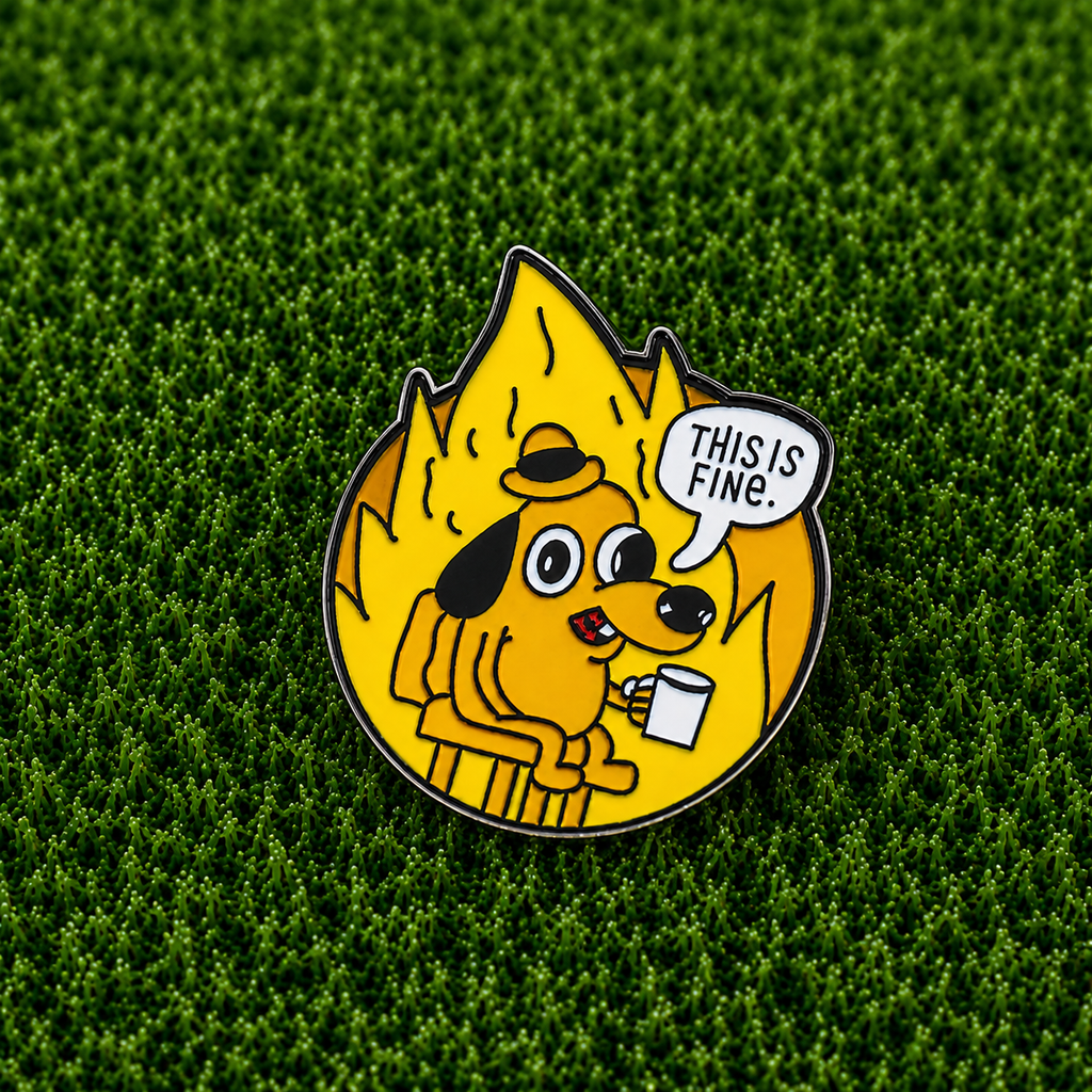 "This Is Fine" Dog Ball Marker
