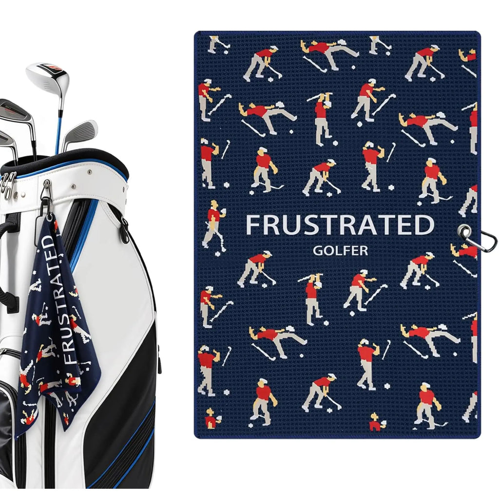 Microfiber Golf Towels (16" X 24") with Carabiner Clip, Waffle Pattern Golf Towel Hook and Loop Fastener, Golf Club Towel