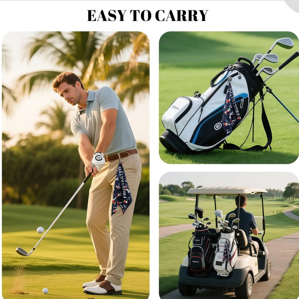 Microfiber Golf Towels (16" X 24") with Carabiner Clip, Waffle Pattern Golf Towel Hook and Loop Fastener, Golf Club Towel