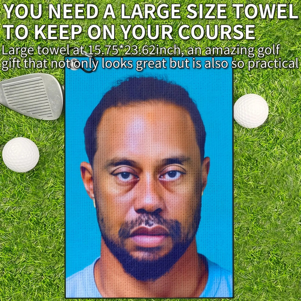 Tiger Design Funny Microfiber Premium Golf Towel, Printed Golf Towels for Golf Bags for Men&Women, Golf Accessories For Dad